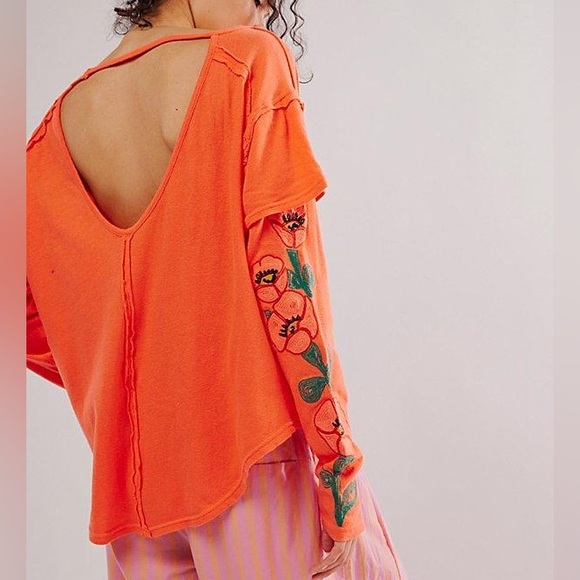 NWOT Free People Not Your Poppys Long Sleeve Tee - Picture 2 of 7